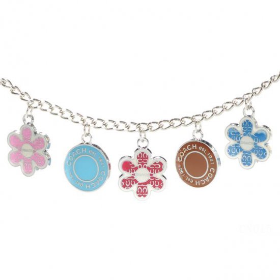 Coach Flower Circle Silver Necklaces CZG | Women